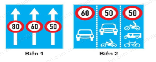 Biển ghép làn đường và tốc độ theo phương tiện
