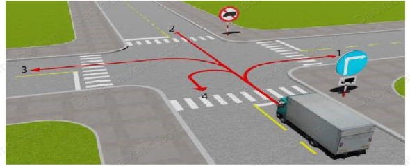 Theo hướng mũi tên, những hướng nào xe tải được phép đi?