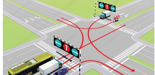 Theo hướng mũi tên, xe nào chấp hành đúng quy tắc giao thông?